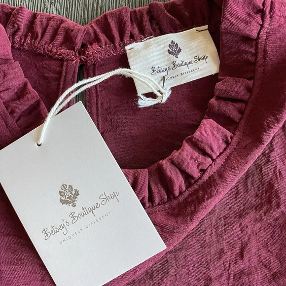 2‎ Bundle Betsy Boutique Keyhole Cinched Neck Tank Burgundy & Cognac Career Sz S - Picture 11 of 15